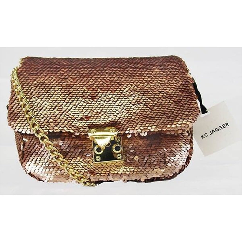 KC JAGGER IVORY Pale Pink Sequin Shoulder Bag
